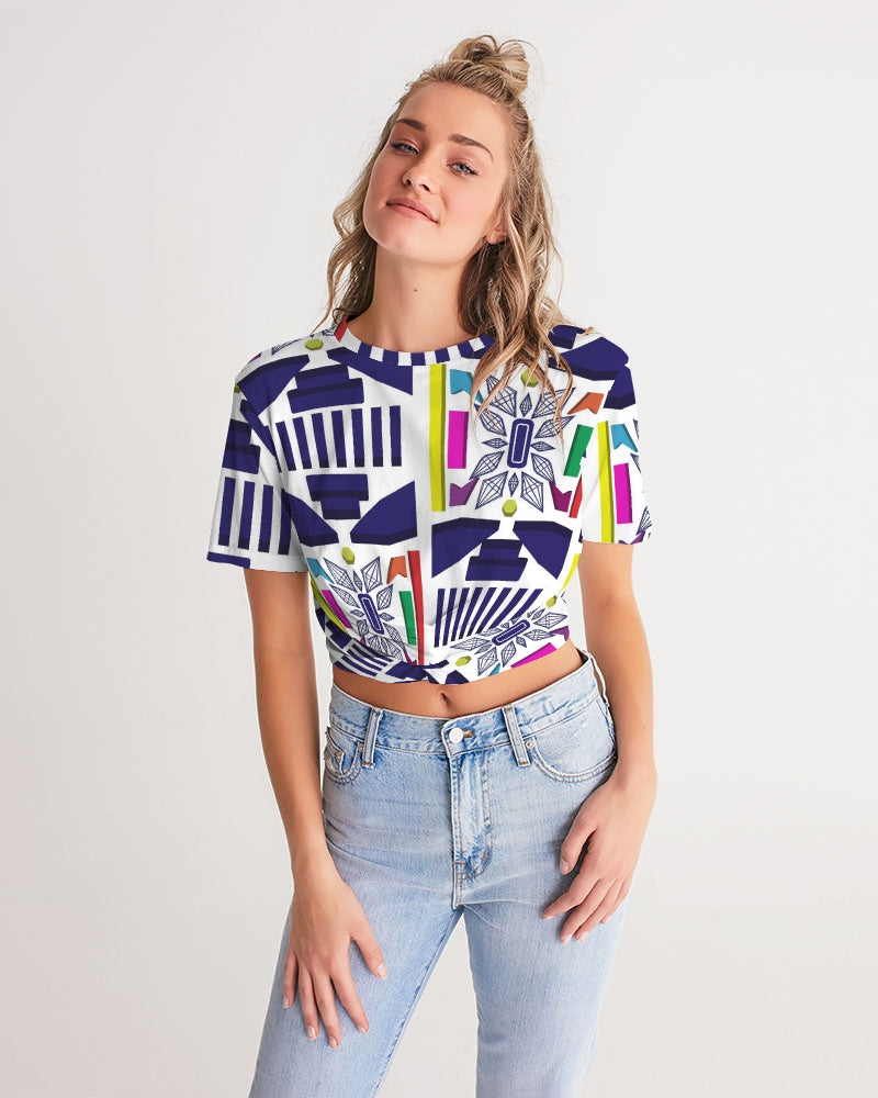 3D Jeweled Flag Women's Twist-Front Cropped Tee