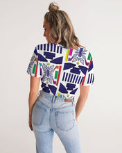 Load image into Gallery viewer, 3D Jeweled Flag Women&#39;s Twist-Front Cropped Tee
