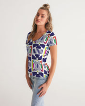 Load image into Gallery viewer, 3D Jeweled Flag Women&#39;s V-Neck Tee
