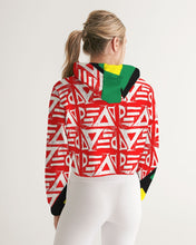 Load image into Gallery viewer, PRINTMAKING in White with Heritage colors Women&#39;s Cropped Hoodie
