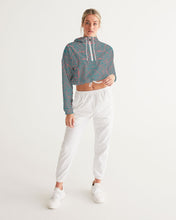 Load image into Gallery viewer, Coral &amp; Teal Tribal Lines  Women&#39;s Cropped Windbreaker

