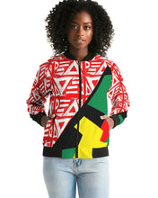 Load image into Gallery viewer, PRINTMAKING in White with Heritage colors Women&#39;s Bomber Jacket
