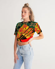 Load image into Gallery viewer, continuospeace1 heritage print Women&#39;s Twist-Front Cropped Tee

