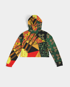 continuospeace1 heritage print Women's Cropped Hoodie