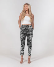 Load image into Gallery viewer, batik_white and black Women&#39;s Belted Tapered Pants
