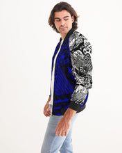 Load image into Gallery viewer, Marisa_Feather sketch details in BLUE Men&#39;s Bomber Jacket

