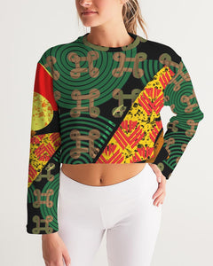 continuospeace1 heritage print Women's Cropped Sweatshirt