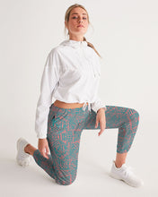 Load image into Gallery viewer, Coral &amp; Teal Tribal Lines  Women&#39;s Track Pants
