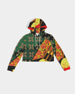 continuospeace1 heritage print Women's Cropped Hoodie