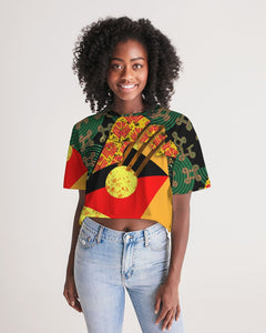 continuospeace1 heritage print Women's Lounge Cropped Tee