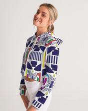 Load image into Gallery viewer, 3D Jeweled Flag Women&#39;s Cropped Hoodie

