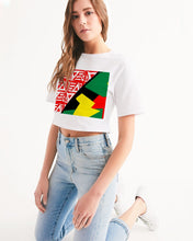 Load image into Gallery viewer, PRINTMAKING in White with Heritage colors Women&#39;s Cropped Tee
