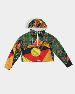 continuospeace1 heritage print Women's Cropped Windbreaker