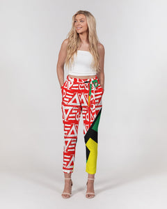 PRINTMAKING in White with Heritage colors Women's Belted Tapered Pants