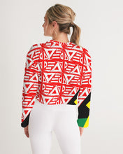 Load image into Gallery viewer, PRINTMAKING in White with Heritage colors Women&#39;s Cropped Sweatshirt
