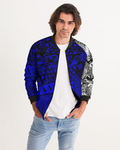 Load image into Gallery viewer, Marisa_Feather sketch details in BLUE Men&#39;s Bomber Jacket
