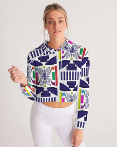 3D Jeweled Flag Women's Cropped Hoodie