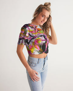 POUR PARTY Women's Twist-Front Cropped Tee
