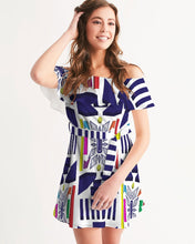 Load image into Gallery viewer, 3D Jeweled Flag Women&#39;s Off-Shoulder Dress
