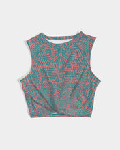 Load image into Gallery viewer, Coral &amp; Teal Tribal Lines  Women&#39;s Twist-Front Tank
