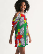 Load image into Gallery viewer, FUNKARA POLYGON CLOTH 1 Women&#39;s Open Shoulder A-Line Dress
