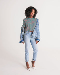 Coral & Teal Tribal Lines  Women's Lounge Cropped Tee