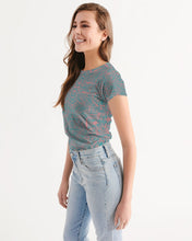 Load image into Gallery viewer, Coral &amp; Teal Tribal Lines  Women&#39;s Tee

