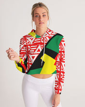 Load image into Gallery viewer, PRINTMAKING in White with Heritage colors Women&#39;s Cropped Hoodie
